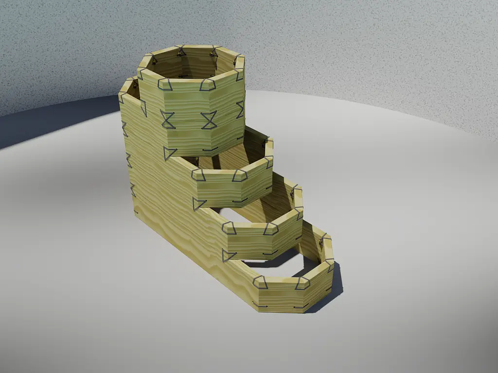 Pflanzentreppe 5S - Hochwertiges Lärchenholz Hochbeet-System Ansicht 2