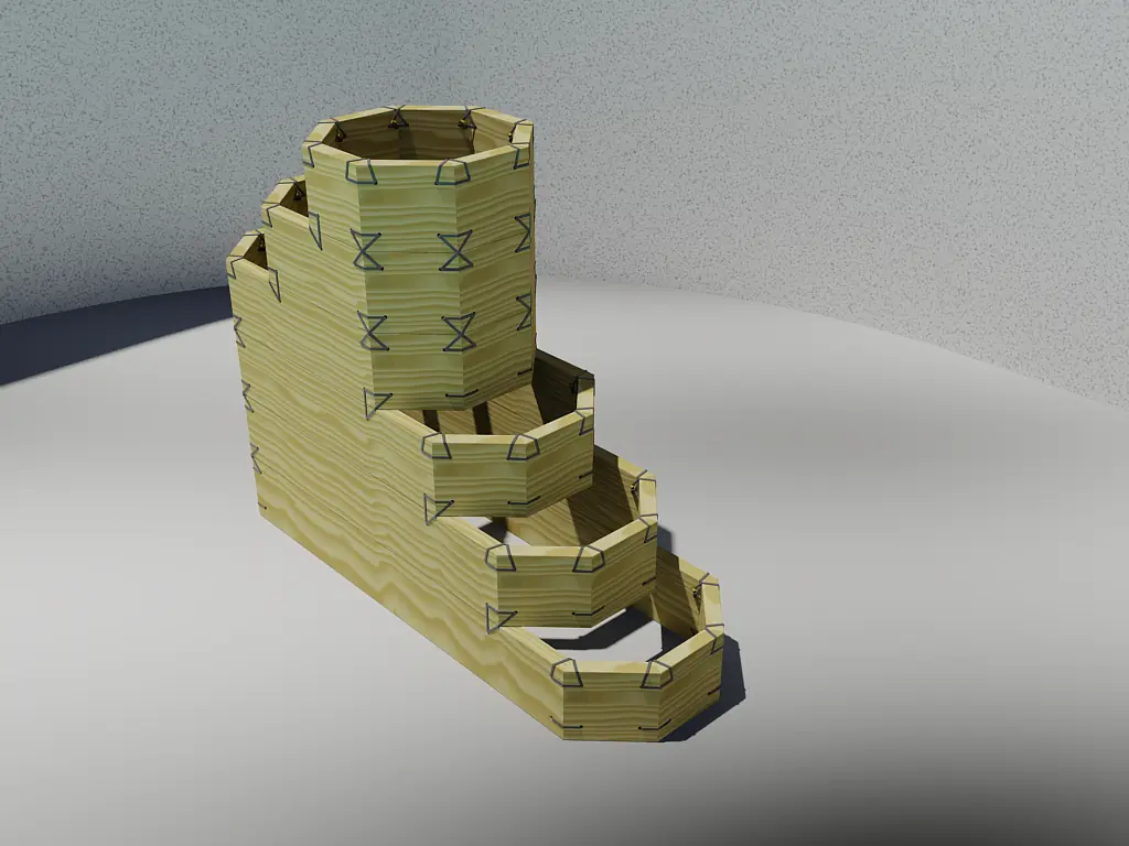 Pflanzentreppe 6S - Hochwertiges Lärchenholz Hochbeet-System Ansicht 2