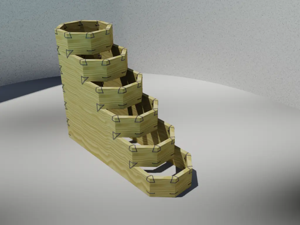 Pflanzentreppe 6S - Hochwertiges Lärchenholz Hochbeet-System Ansicht 1