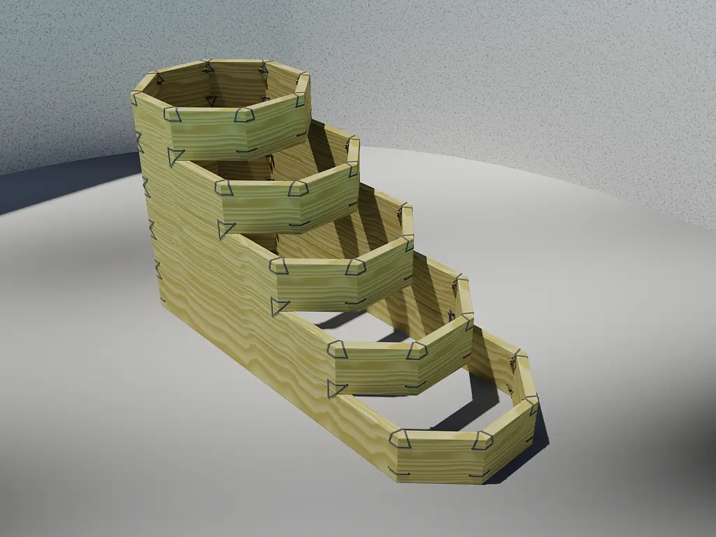 Pflanzentreppe 5M - Hochwertiges Lärchenholz Hochbeet-System Ansicht 1