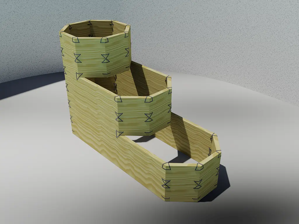 Pflanzentreppe 6M - Hochwertiges Lärchenholz Hochbeet-System Ansicht 1
